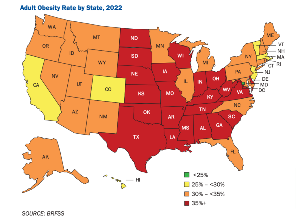 Obesity Rate United States 2024